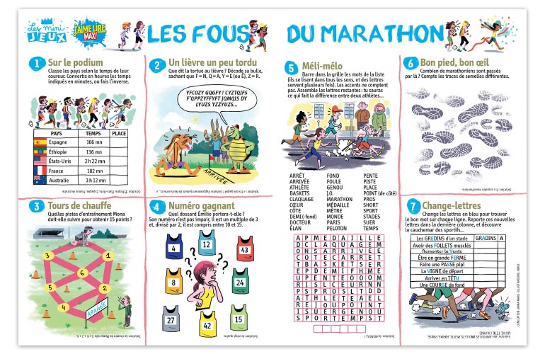 “Les fous du marathon”, J'aime lire Max n°232. Conception : Anna Mars. Illustrations : Nikol.