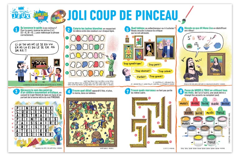 “Joli coup de pinceau”, J'aime lire Max n°244. Conception : Anna Mars. Illustrations : Nikol.