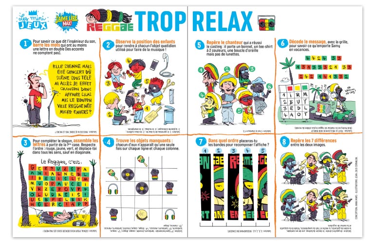 “Trop relax”, J'aime lire Max n°248. Conception : Anna Mars. Illustrations : Jean-Louis Cornalba.