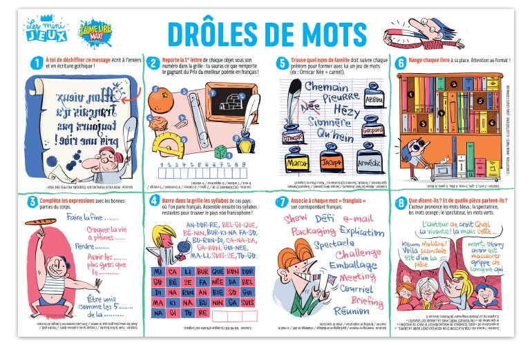 "Drôles de mots”, J'aime lire Max n°255. Conception : Anna Mars. Illustrations : Jean-Louis Cornalba.