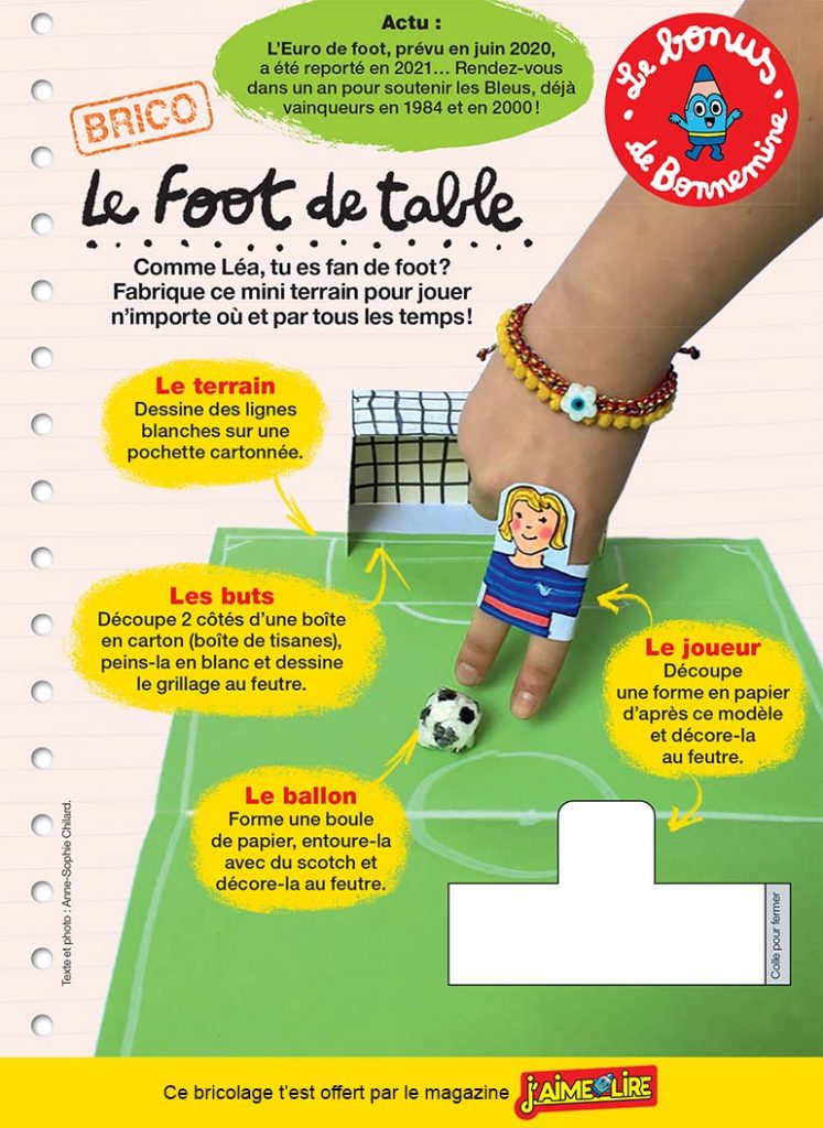 “Le foot de table”, J'aime lire n°521, juin 2020. texte et photo : Anne-Sophie Chilard.