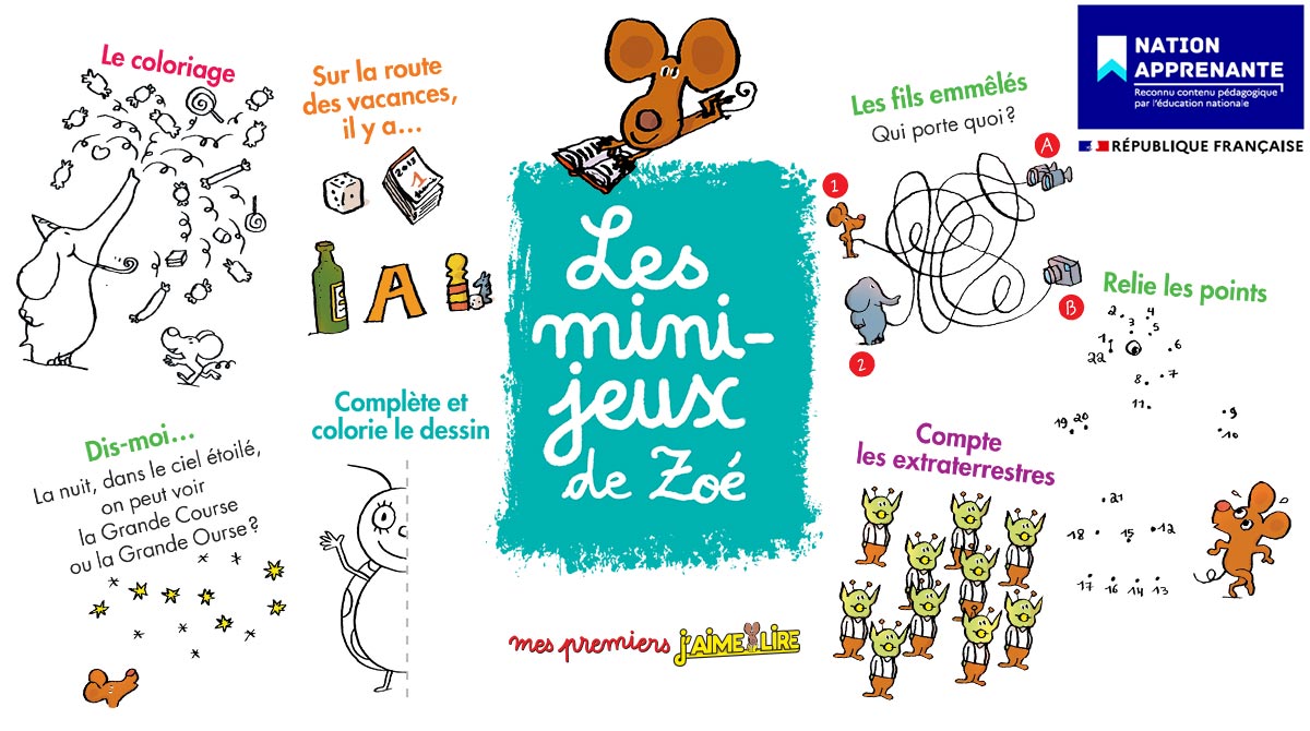 Les mini-jeux de Zoé avec Mes Premiers J'aime lire Max 6-7 ans - label Nation Apprenante