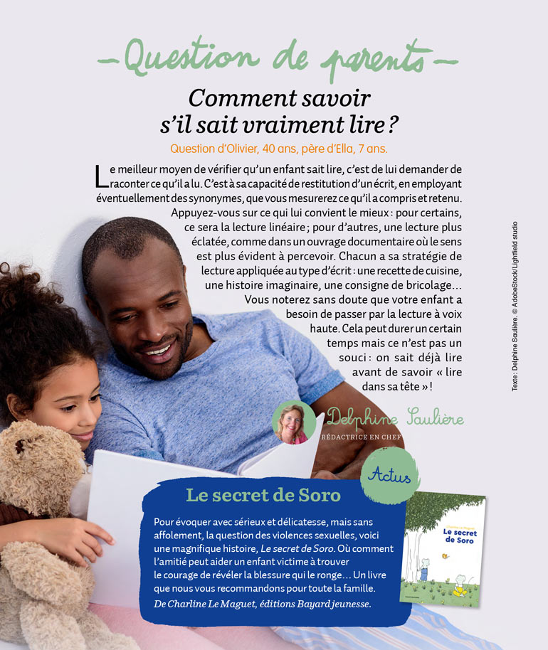 Question de parents : Comment savoir s'il sait vraiment lire ? Mes premiers J'aime lire n°248, avril 2023.