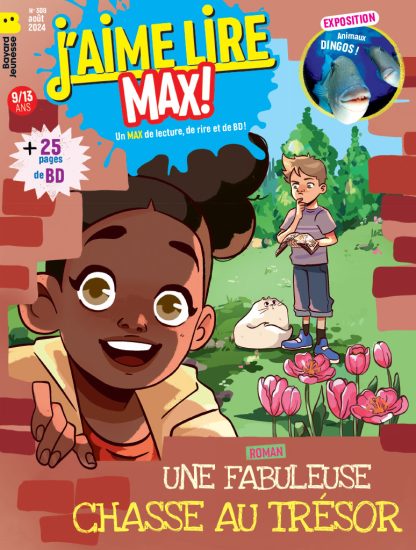 Couverture du magazine J'aime lire Max n°308, août 2024. Une fabuleuse chasse au trésor.